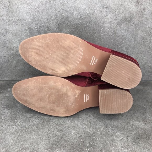 Toms Loren Suede Ankle Boot Bootie, Burgundy Red, Women's 7.5 - Picture 6 of 7